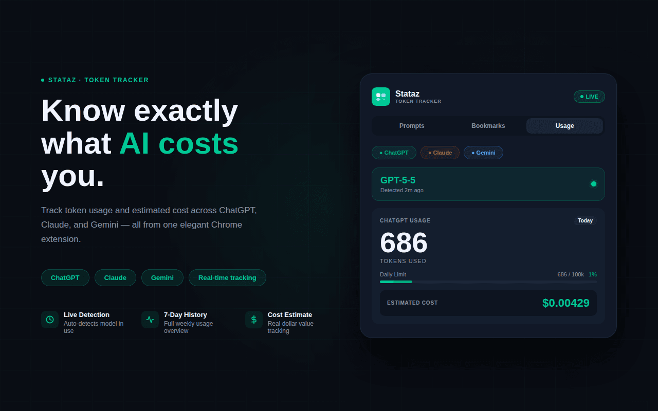 Stataz token tracking dashboard